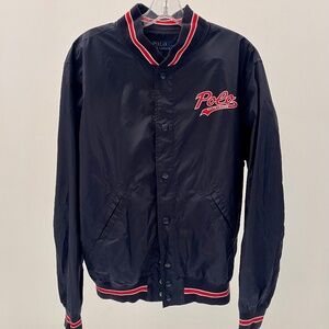 EUC Polo Ralph Lauren Popover P Varsity Jacket, Aviator Navy (M) - Bold Graphic!